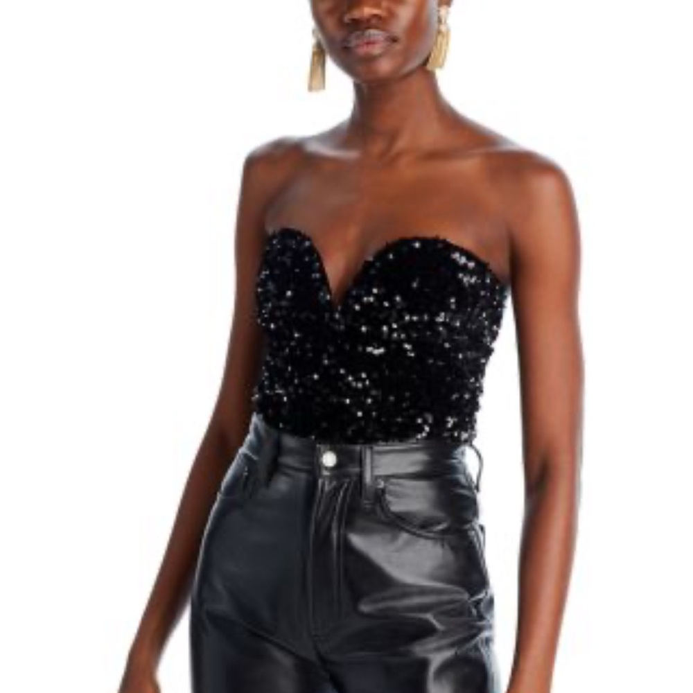 Retrofete jacqueline strapless sequined Top